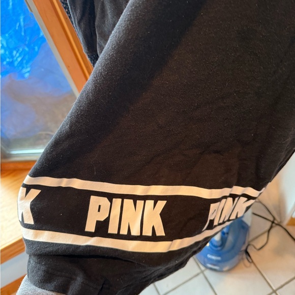 Vintage PINK Victoria's Secret Black Mesh Sleeve Sweatshirt - Picture 3 of 5